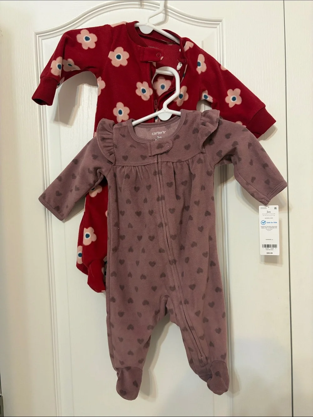 Lot bundle set of 2 Carter's fleece sleepers footie Footed pajamas new